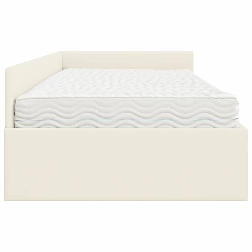 Eckbettgestell mit Matratze 2 stk. Creme 90 x 200 cm Samt