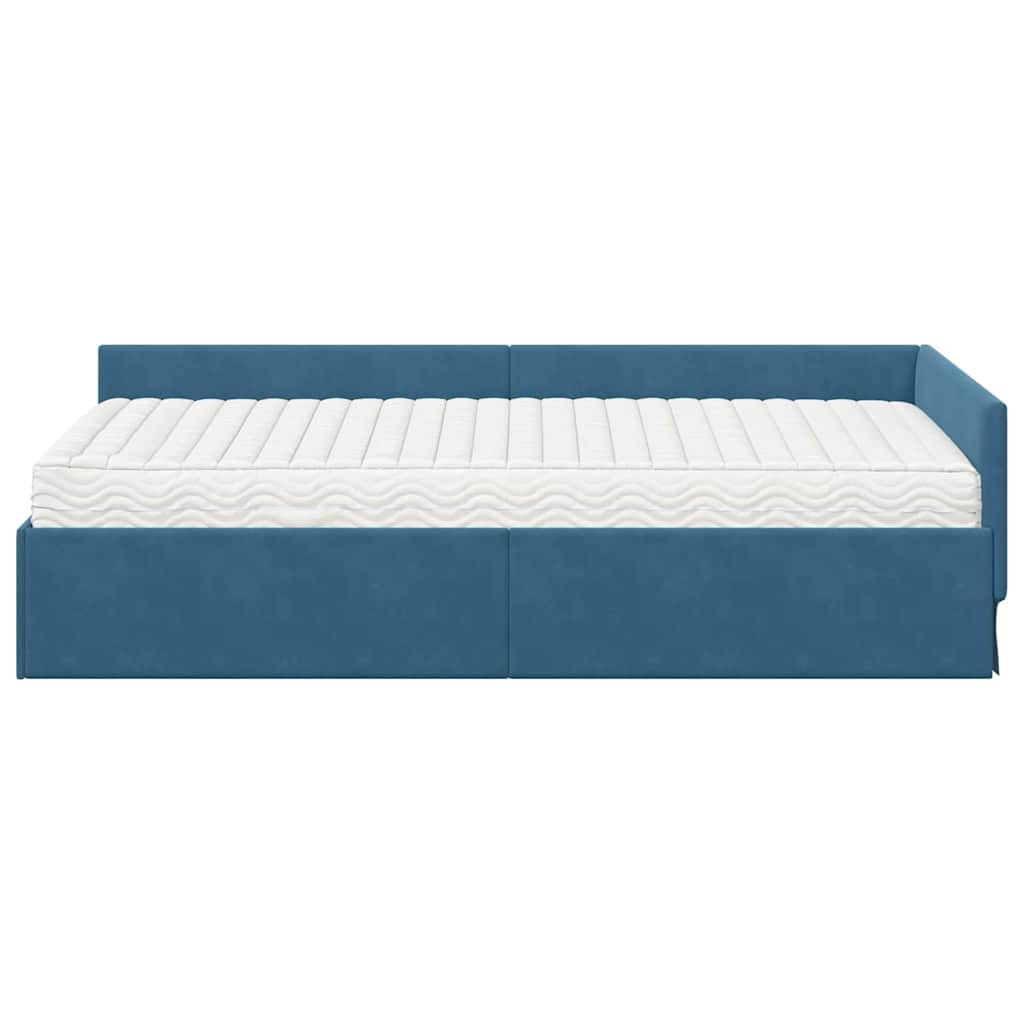 Eckbettgestell mit Matratze 2 stk. Blau 100 x 200 cm Samt
