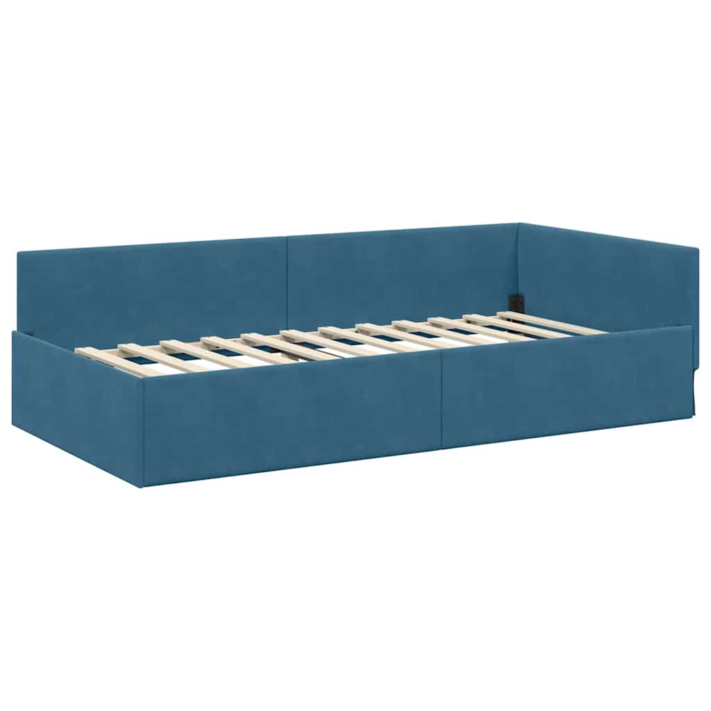 Eckbettgestell mit Matratze 2 stk. Blau 100 x 200 cm Samt
