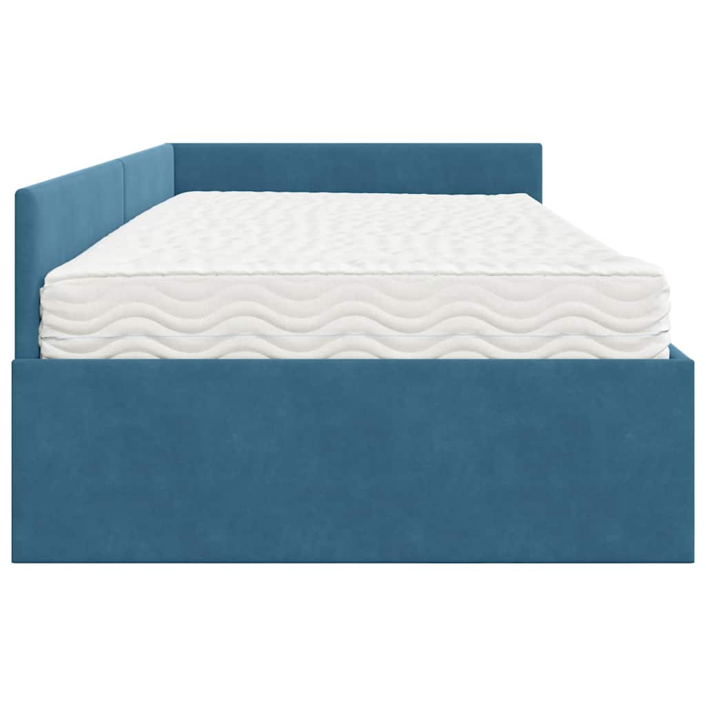 Eckbettgestell mit Matratze 2 stk. Blau 100 x 200 cm Samt