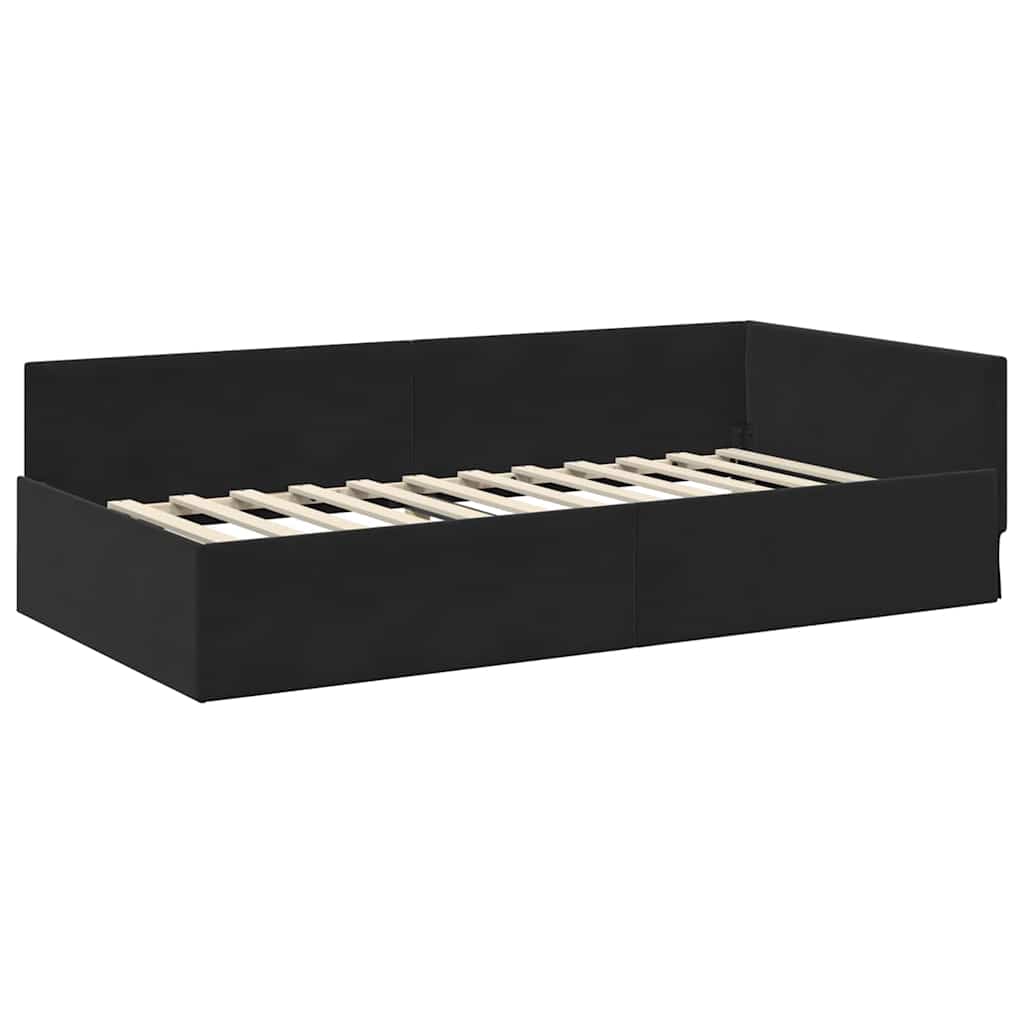Eckbettgestell mit Matratze 2 stk. Schwarz 100 x 200 cm Samt