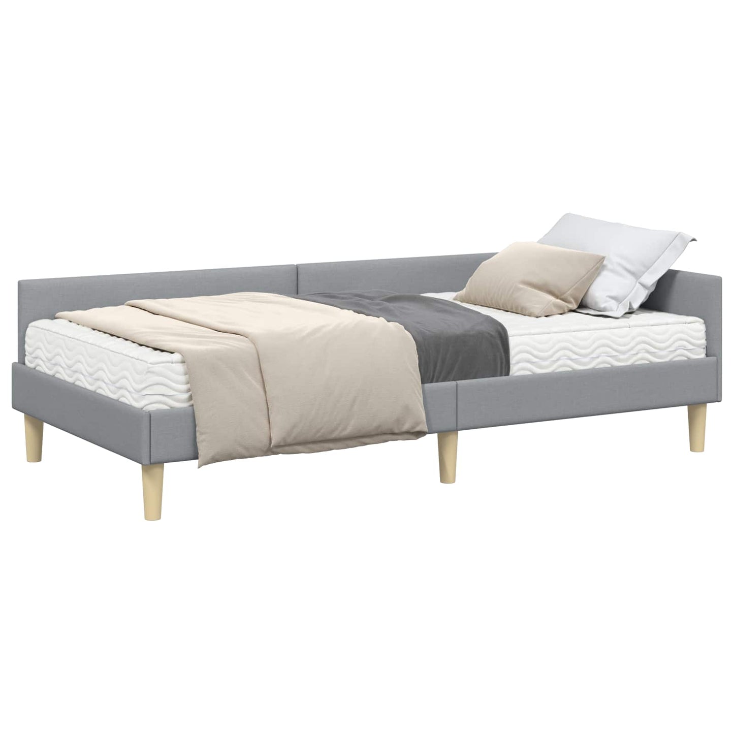 Eckbettgestell mit Matratze mit Matratze 2 pcs Hellgrau Stoff