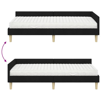Eckbettgestell mit Matratze 2 stk. Schwarz 90 x 200 cm Stoff