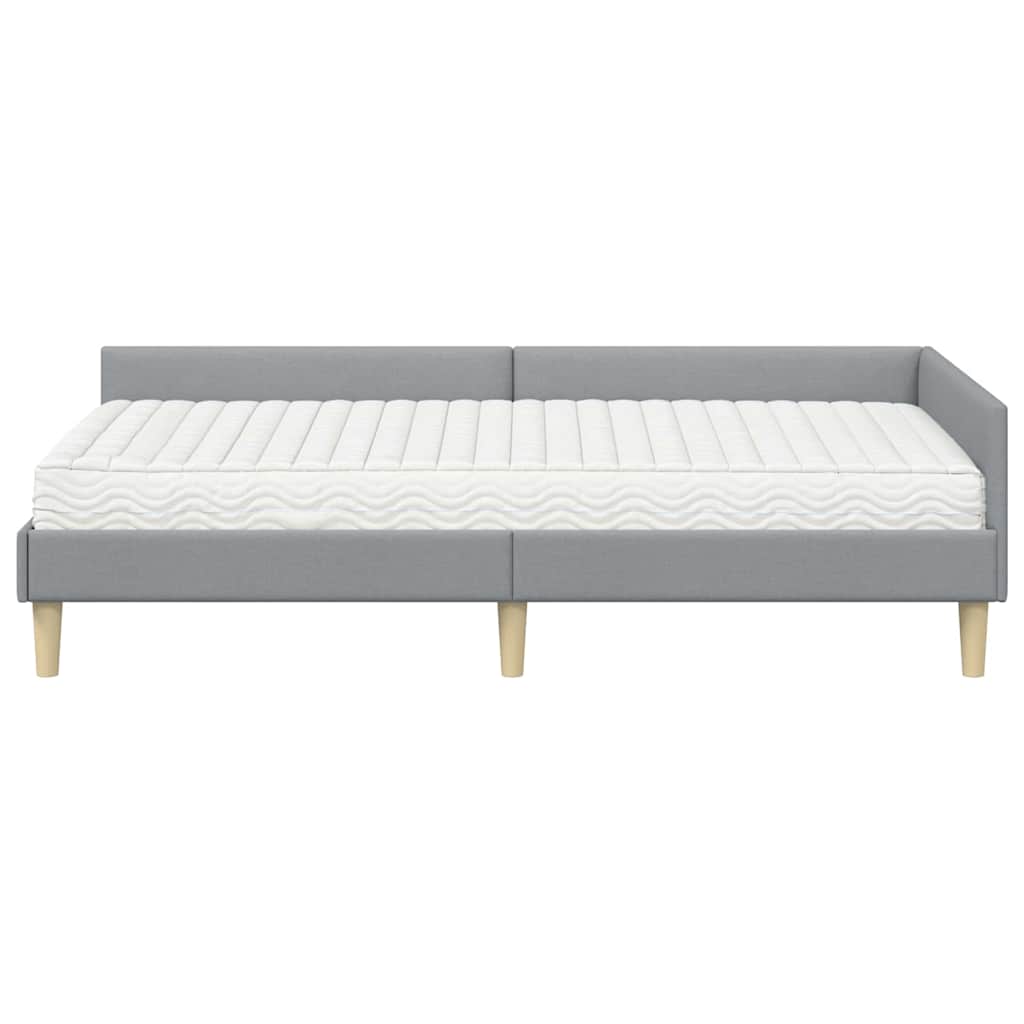 Eckbettgestell mit Matratze mit Matratze 2 pcs Hellgrau Stoff