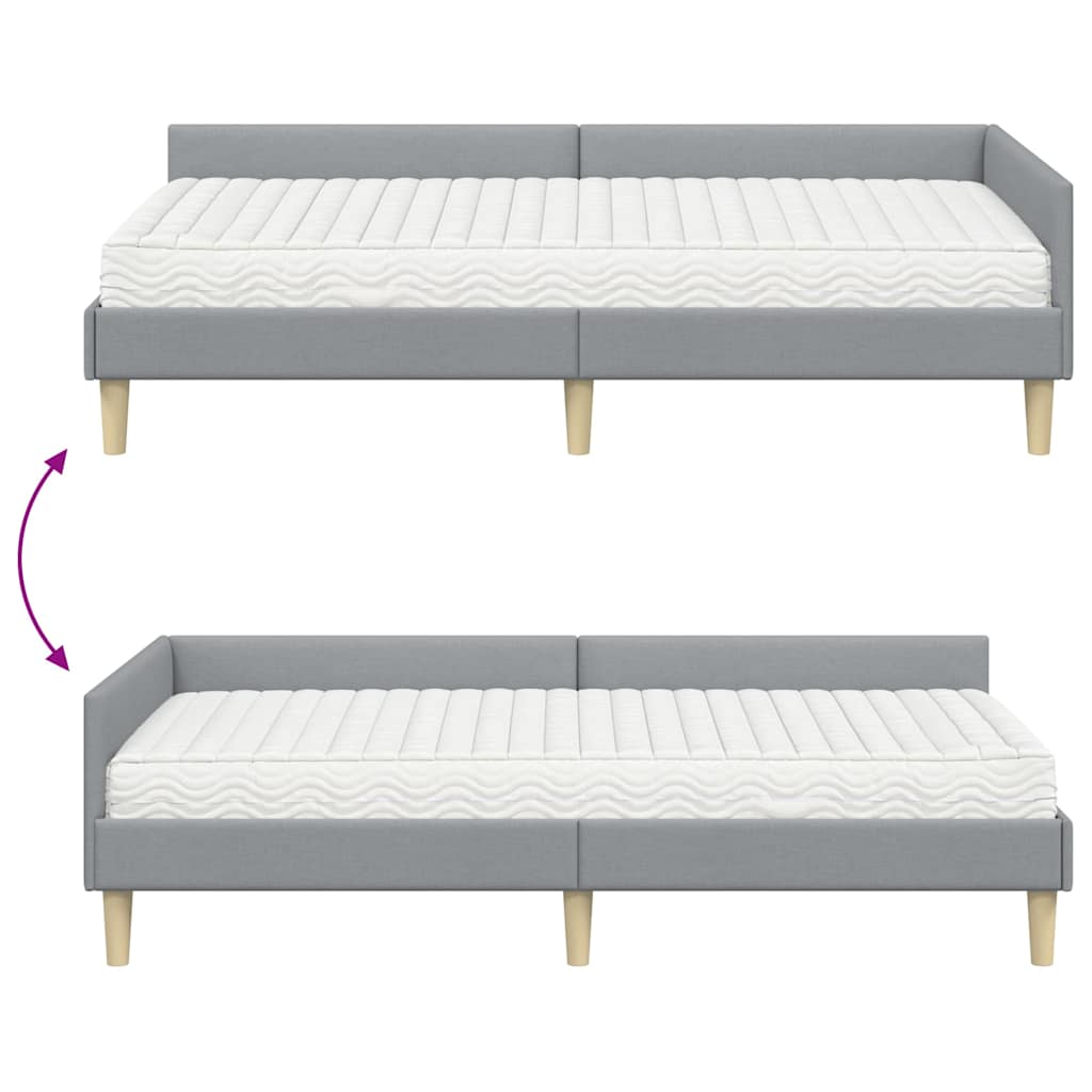 Eckbettgestell mit Matratze mit Matratze 2 pcs Hellgrau Stoff