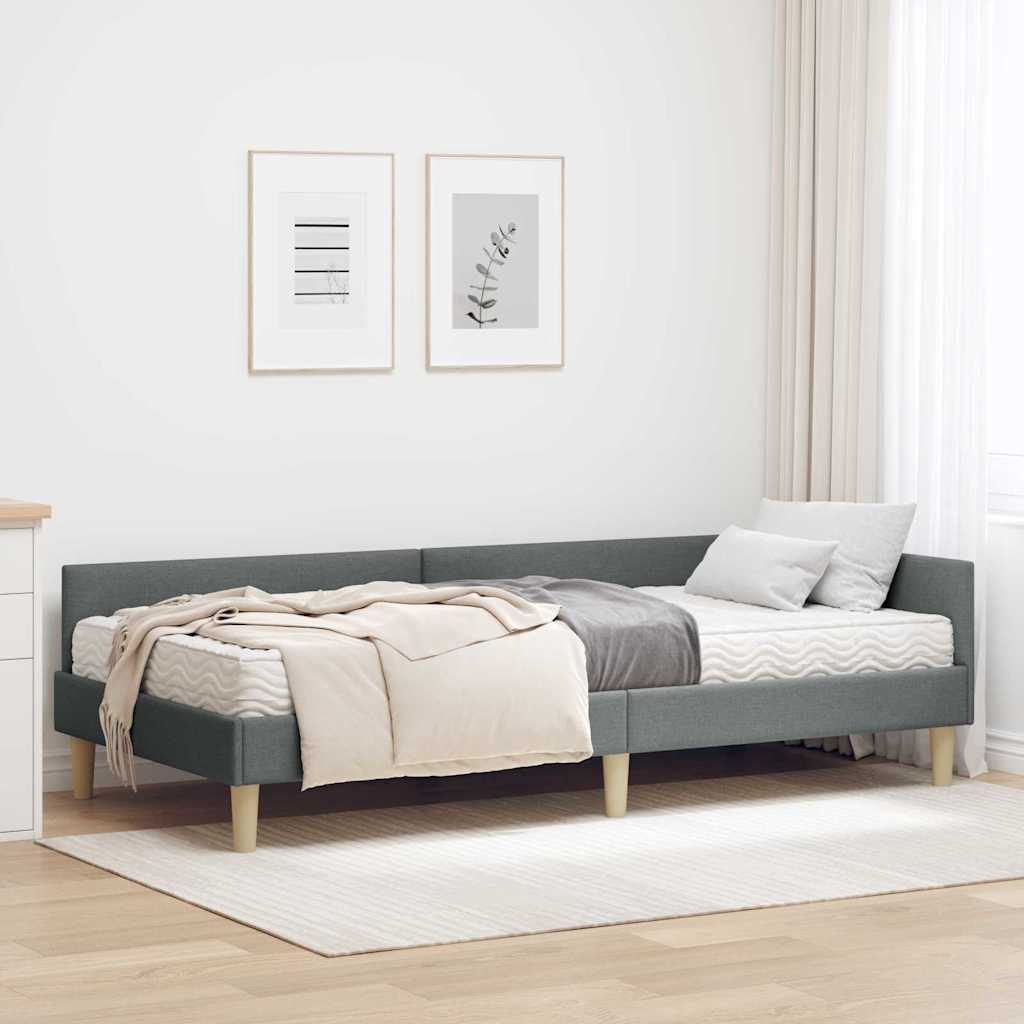 Eckbettgestell mit Matratze mit Matratze 2 pcs Grau Stoff