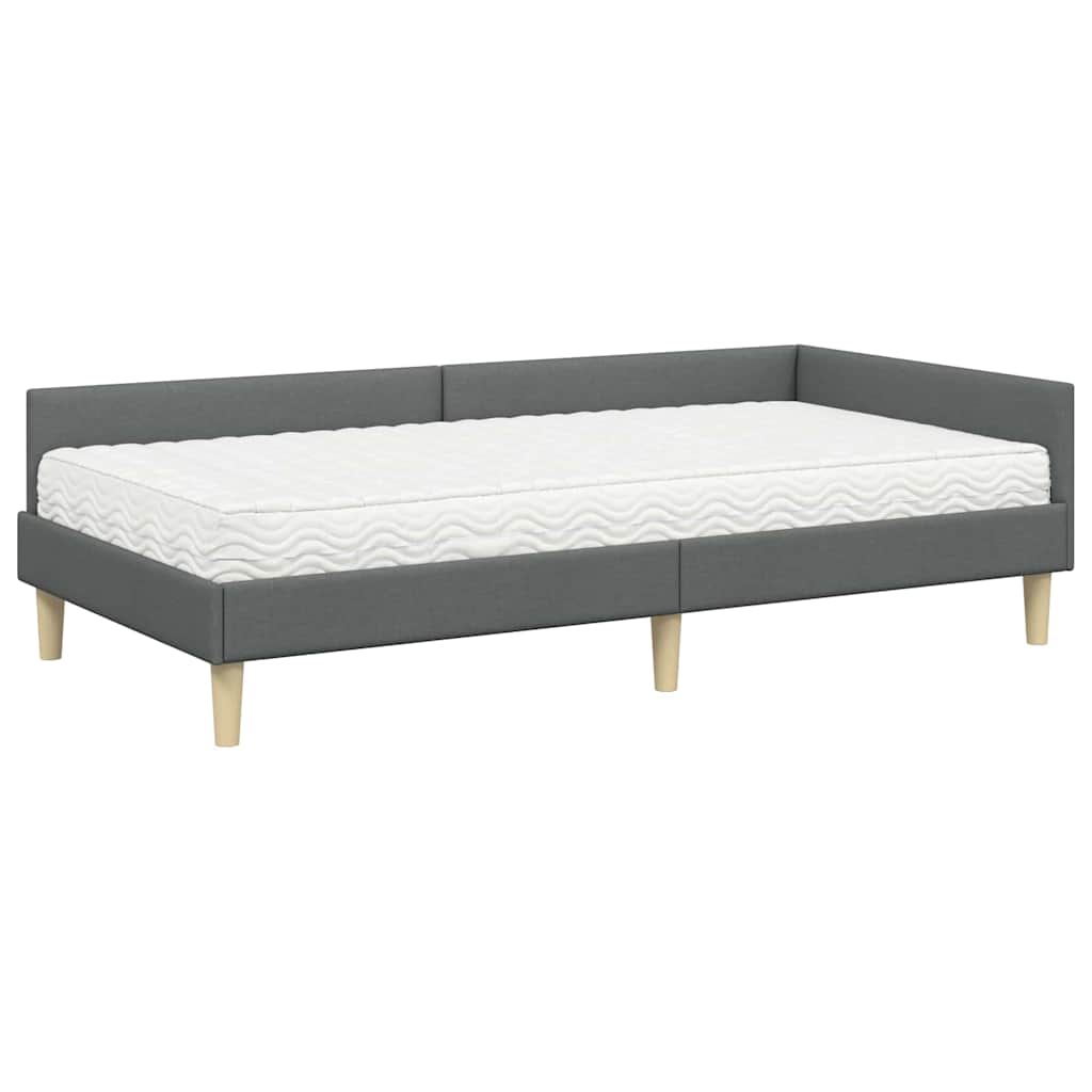 Eckbettgestell mit Matratze mit Matratze 2 pcs Grau Stoff