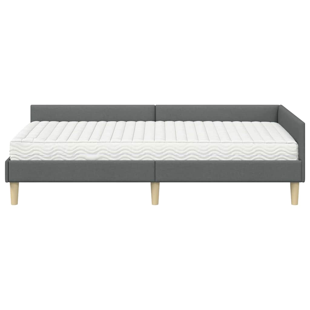 Eckbettgestell mit Matratze mit Matratze 2 pcs Grau Stoff