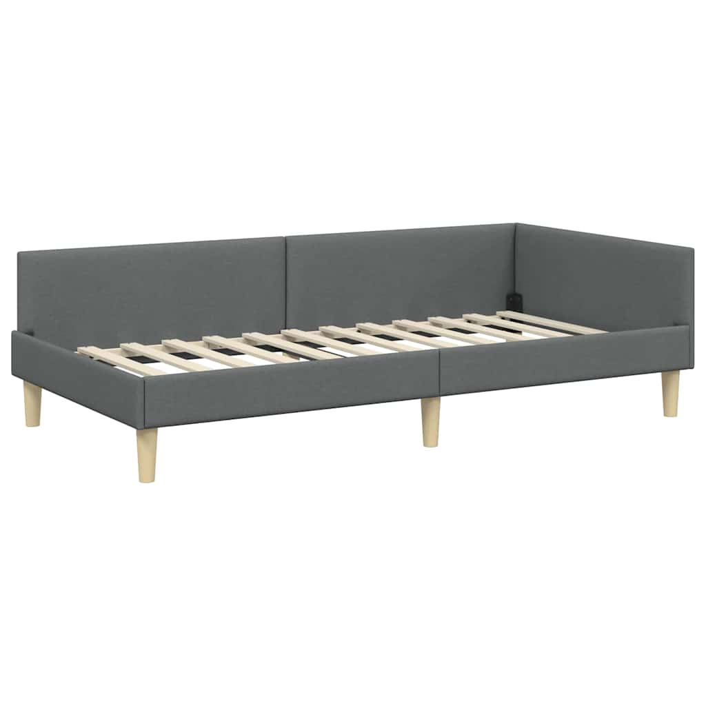 Eckbettgestell mit Matratze mit Matratze 2 pcs Grau Stoff