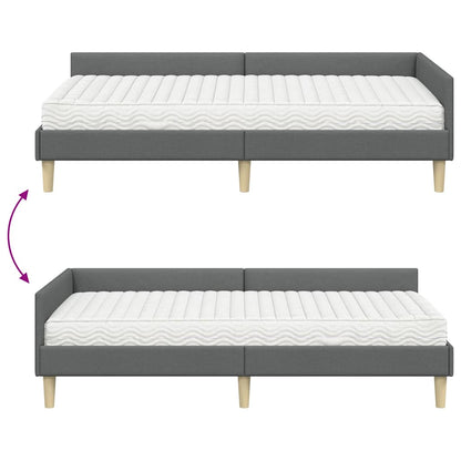 Eckbettgestell mit Matratze 2 stk. Dunkelgrau 100 x 200 cm
