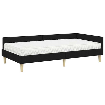 Eckbettgestell mit Matratze 2 stk. Schwarz 100 x 200 cm Stoff