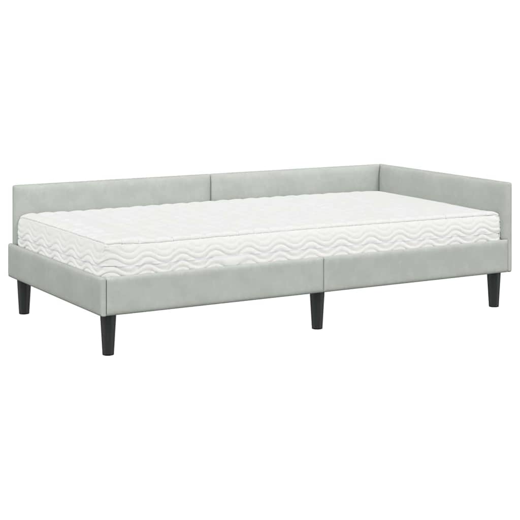 Eckbettgestell mit Matratze 2 stk. Hellgrau 80 x 200 cm Samt