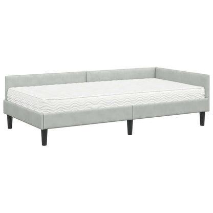 Eckbettgestell mit Matratze 2 stk. Hellgrau 80 x 200 cm Samt