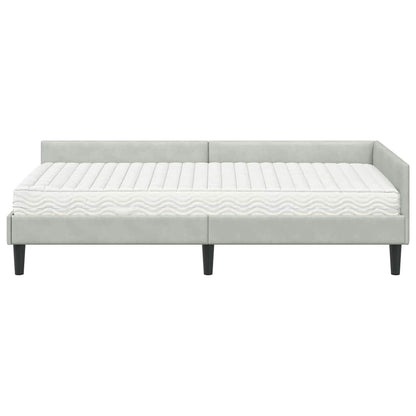 Eckbettgestell mit Matratze 2 stk. Hellgrau 80 x 200 cm Samt
