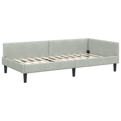 Eckbettgestell mit Matratze 2 stk. Hellgrau 80 x 200 cm Samt