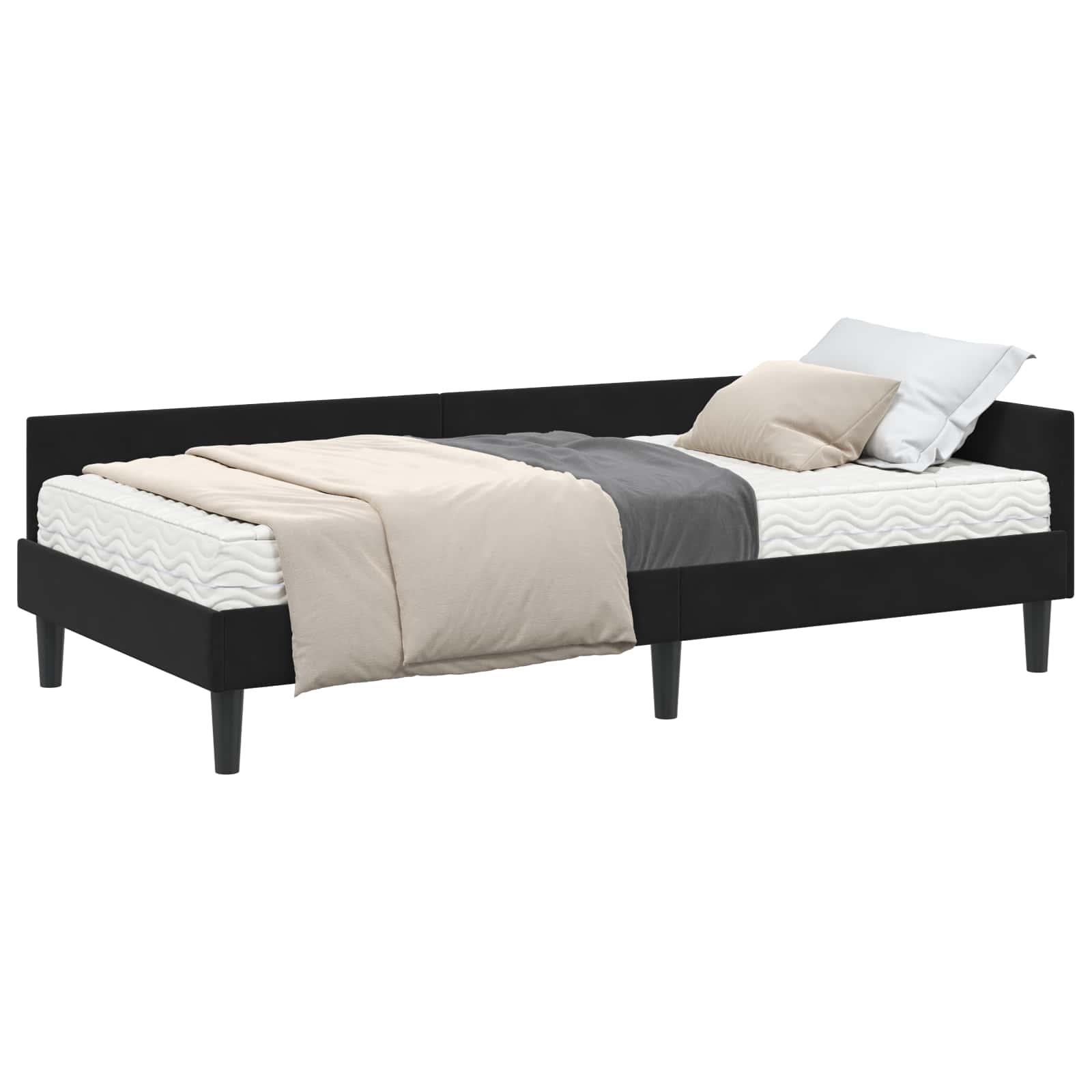 Eckbettgestell mit Matratze Sonstiges 2 pcs Schwarz Samt