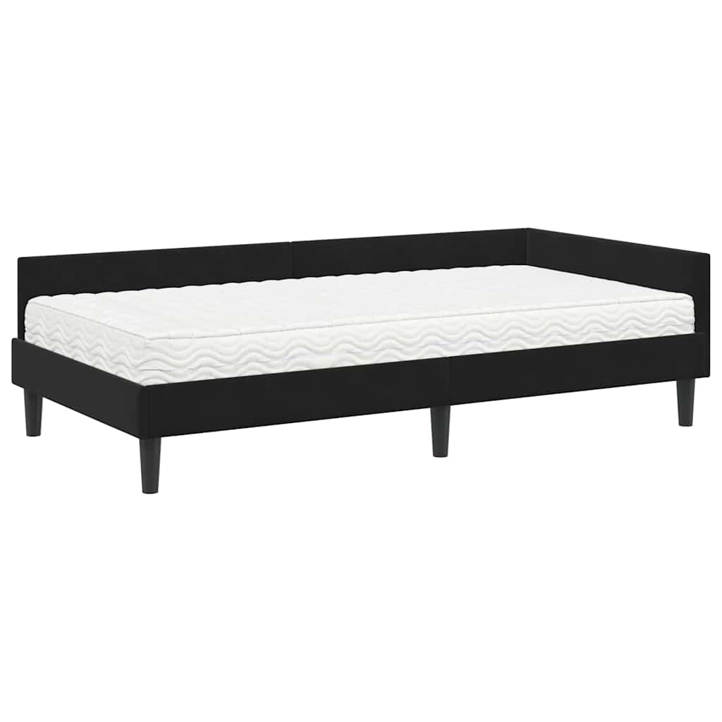 Eckbettgestell mit Matratze 2 stk. Schwarz 80 x 200 cm Samt