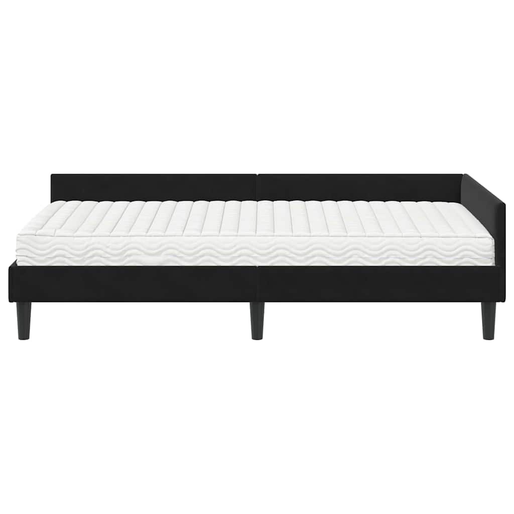 Eckbettgestell mit Matratze 2 stk. Schwarz 80 x 200 cm Samt
