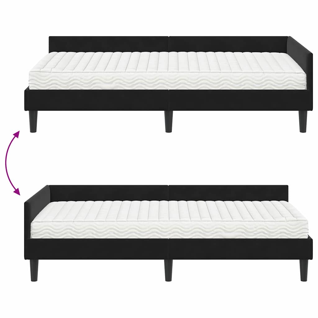 Eckbettgestell mit Matratze 2 stk. Schwarz 80 x 200 cm Samt