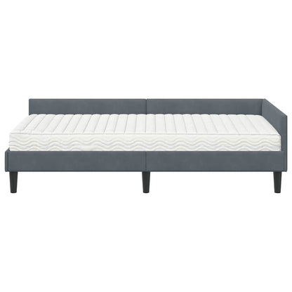 Eckbettgestell mit Matratze 2 stk. Dunkelgrau 90 x 190 cm Samt
