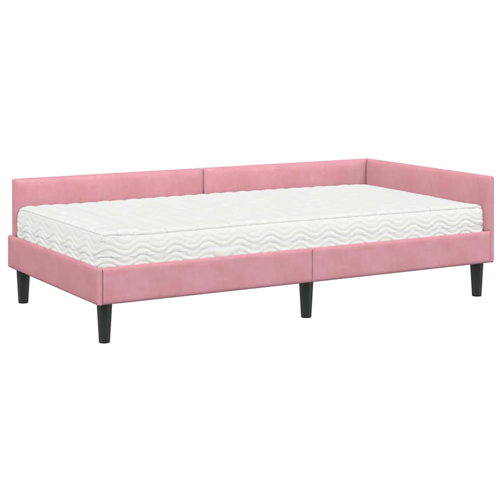 Eckbettgestell mit Matratze 2 stk. Rosa 90 x 190 cm Samt