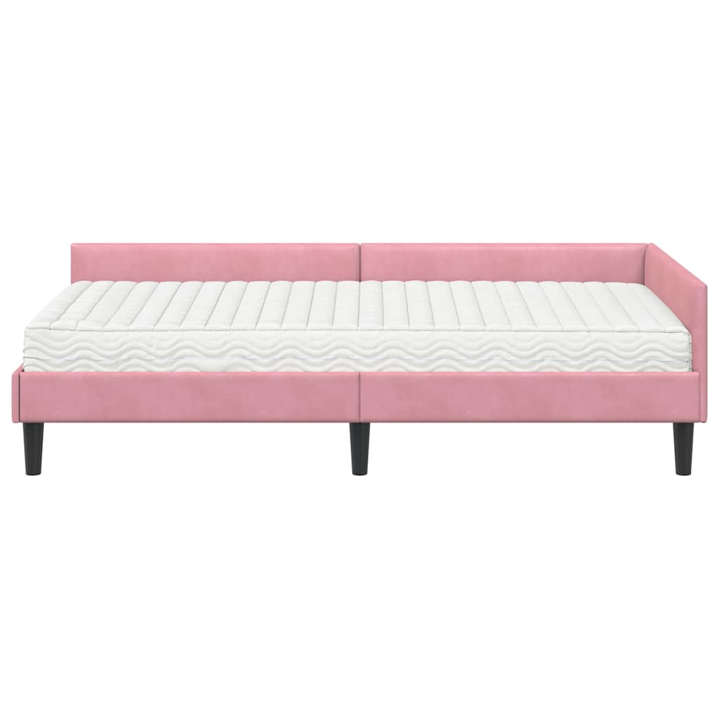 Eckbettgestell mit Matratze 2 stk. Rosa 90 x 190 cm Samt