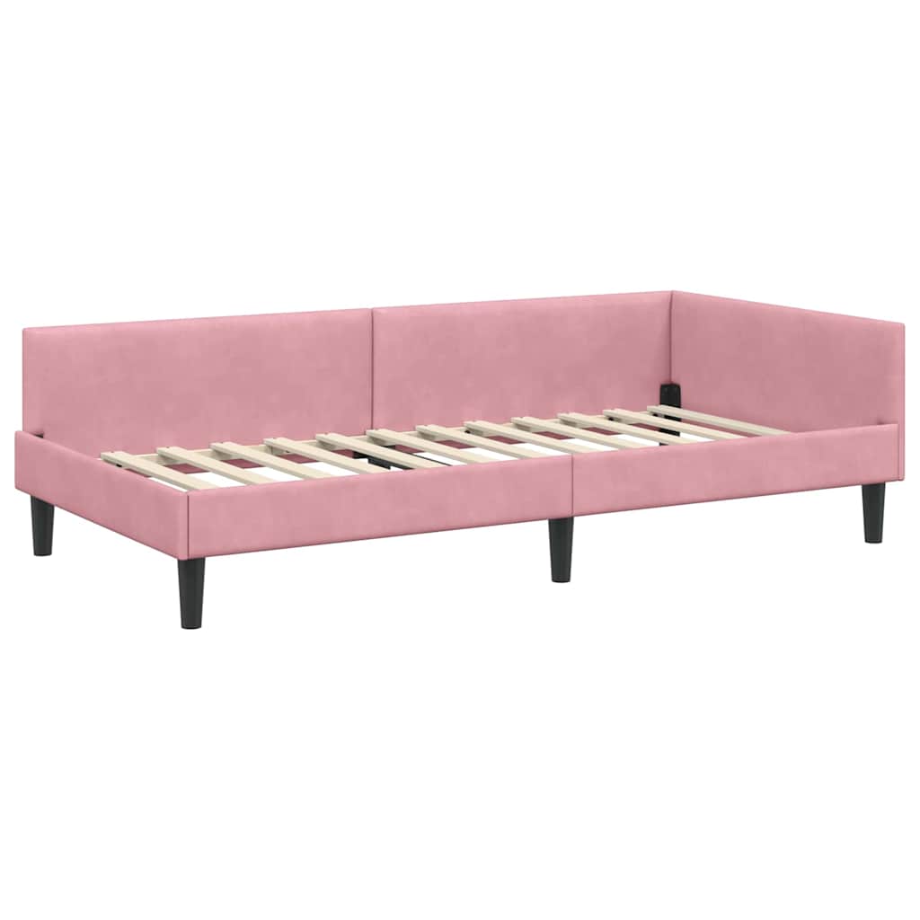 Eckbettgestell mit Matratze 2 stk. Rosa 90 x 190 cm Samt