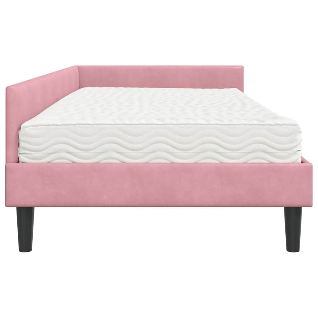 Eckbettgestell mit Matratze 2 stk. Rosa 90 x 190 cm Samt