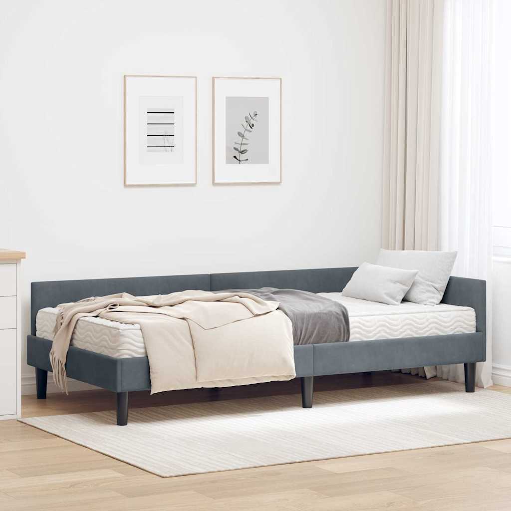Eckbettgestell mit Matratze Sonstiges 2 pcs Grau Samt