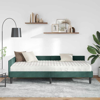 Eckbettgestell mit Matratze 2 stk. Dunkelgrün 90 x 200 cm Samt