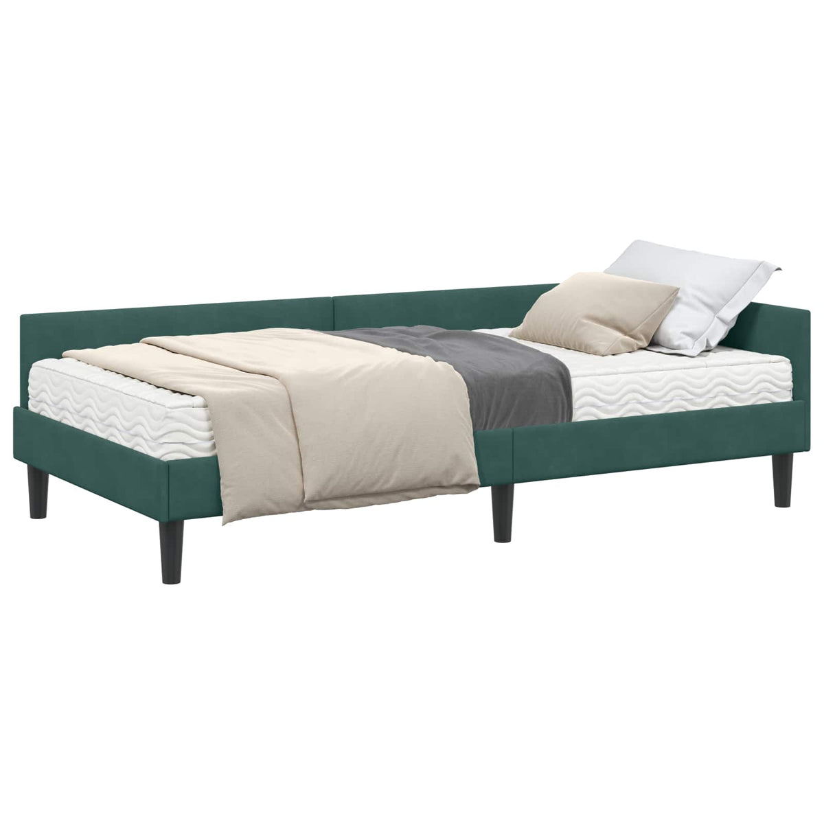 Eckbettgestell mit Matratze 2 stk. Dunkelgrün 90 x 200 cm Samt