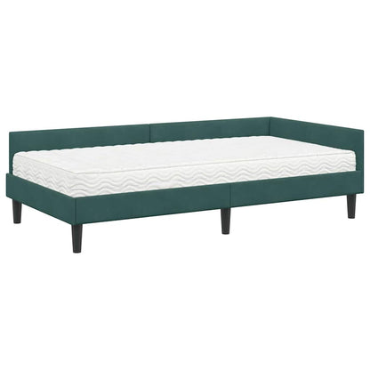 Eckbettgestell mit Matratze 2 stk. Dunkelgrün 90 x 200 cm Samt