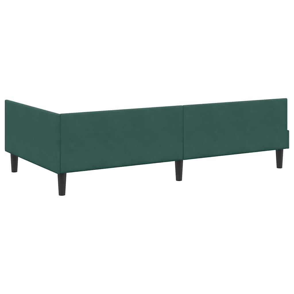 Eckbettgestell mit Matratze 2 stk. Dunkelgrün 90 x 200 cm Samt