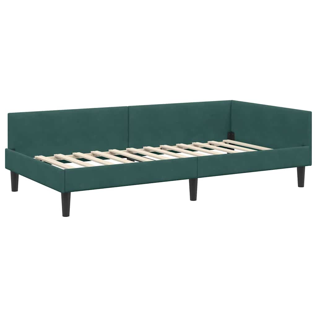 Eckbettgestell mit Matratze 2 stk. Dunkelgrün 90 x 200 cm Samt