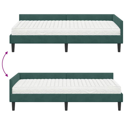 Eckbettgestell mit Matratze 2 stk. Dunkelgrün 90 x 200 cm Samt
