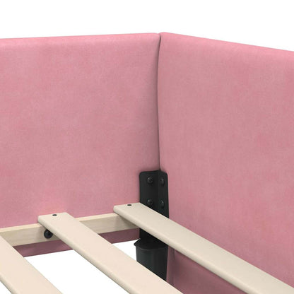 Eckbettgestell mit Matratze 2 stk. Rosa 90 x 200 cm Samt