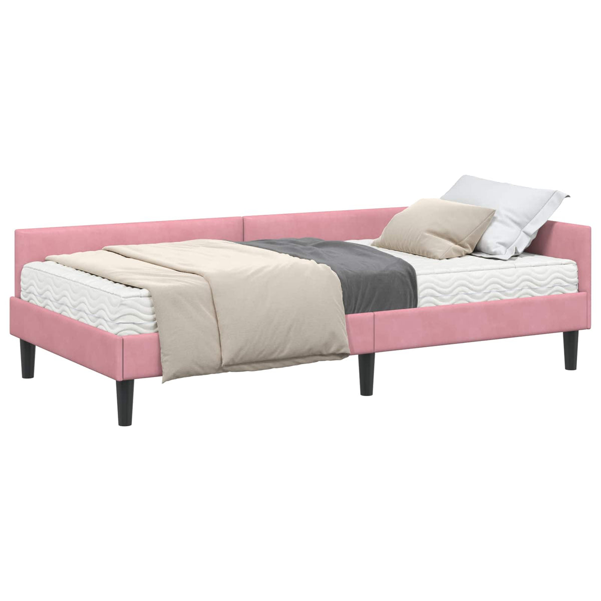 Eckbettgestell mit Matratze 2 stk. Rosa 90 x 200 cm Samt