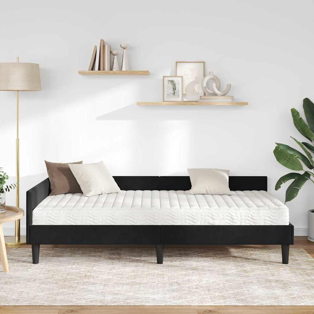 Eckbettgestell mit Matratze 2 stk. Schwarz 90 x 200 cm Samt