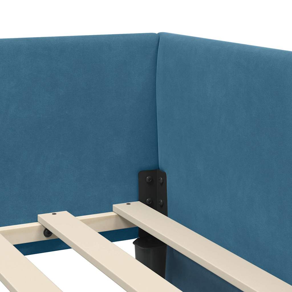 Eckbettgestell mit Matratze Sonstiges 2 pcs Blau Samt