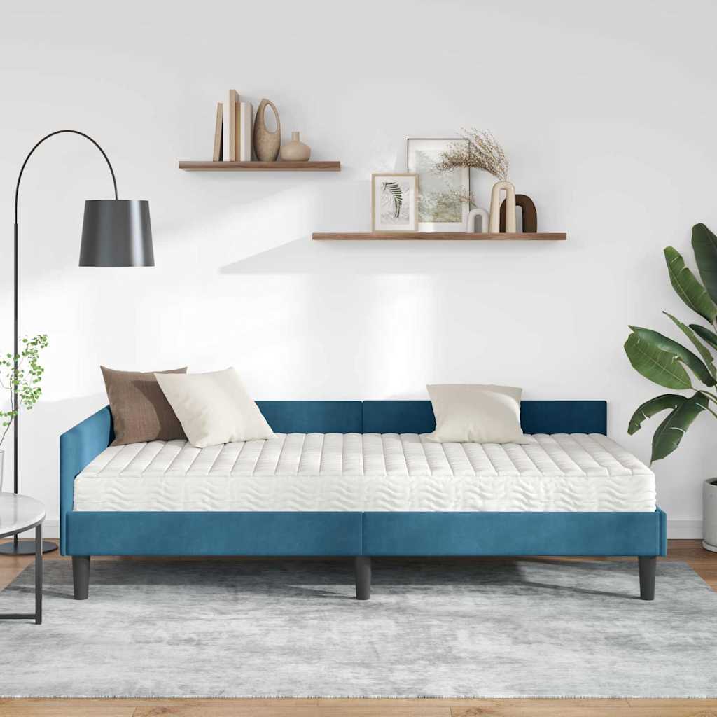 Eckbettgestell mit Matratze Sonstiges 2 pcs Blau Samt
