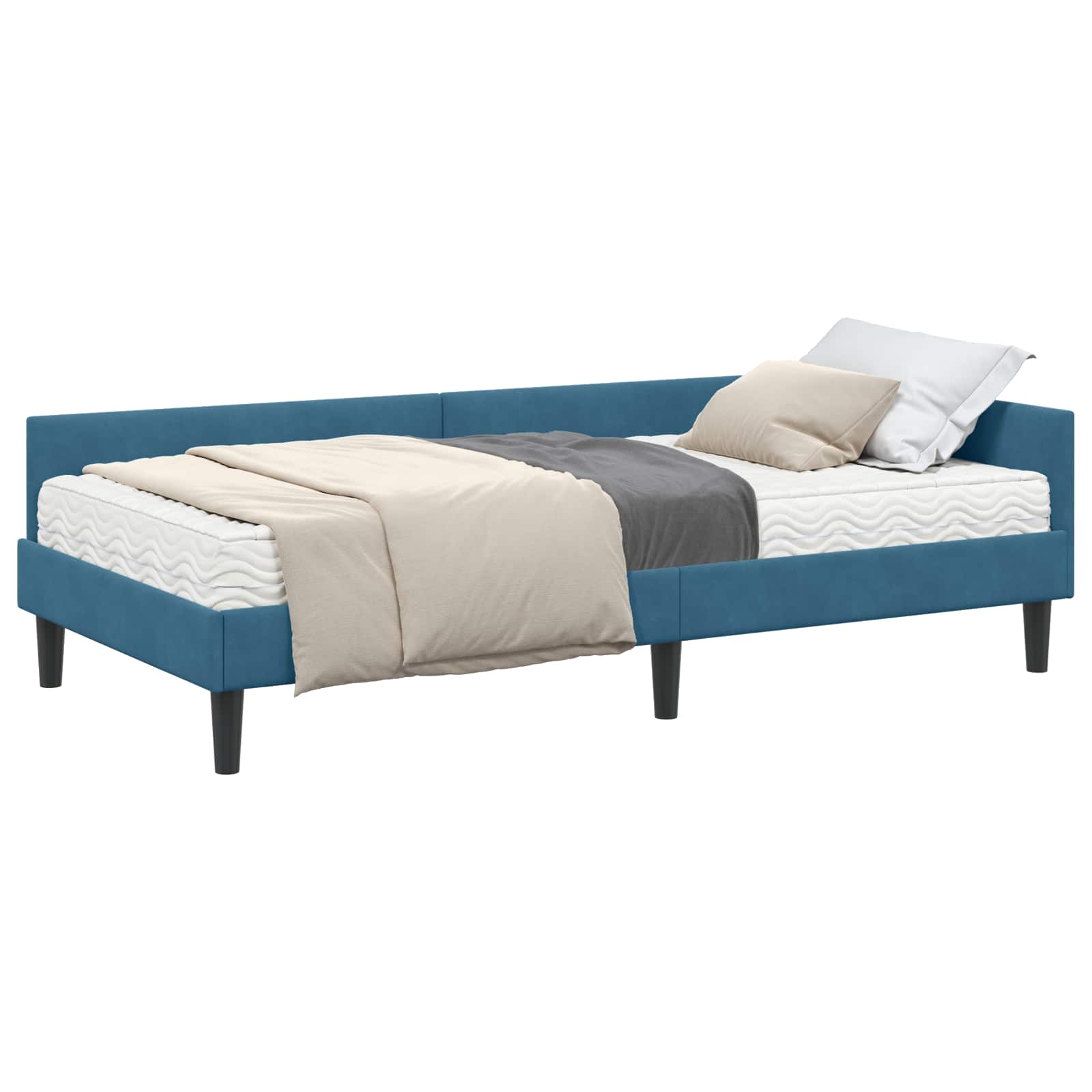 Eckbettgestell mit Matratze Sonstiges 2 pcs Blau Samt
