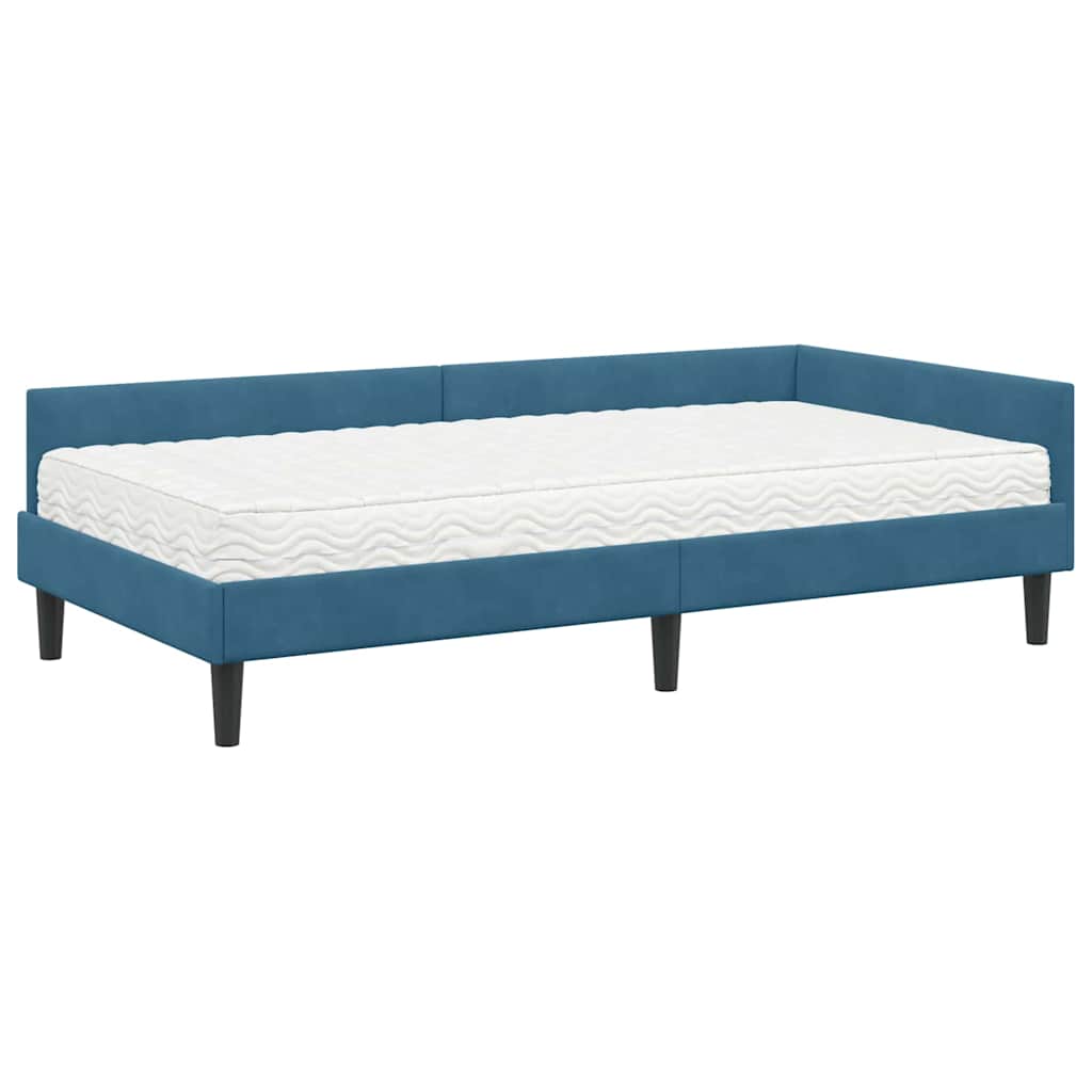 Eckbettgestell mit Matratze Sonstiges 2 pcs Blau Samt