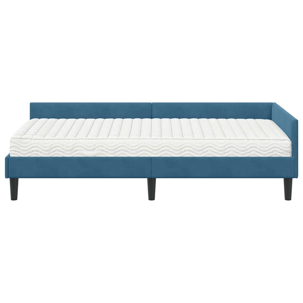 Eckbettgestell mit Matratze Sonstiges 2 pcs Blau Samt