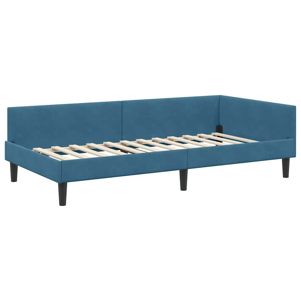 Eckbettgestell mit Matratze Sonstiges 2 pcs Blau Samt