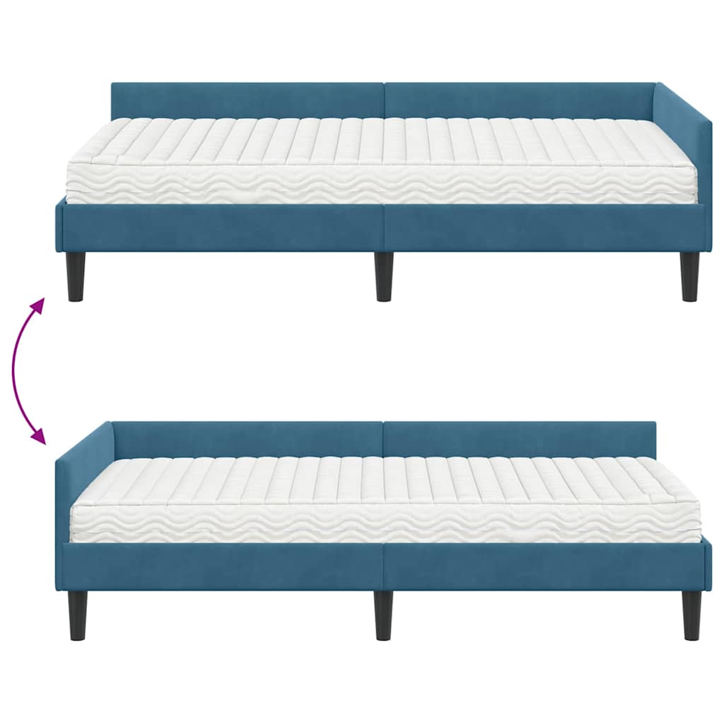 Eckbettgestell mit Matratze Sonstiges 2 pcs Blau Samt