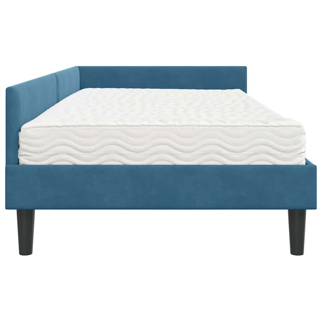 Eckbettgestell mit Matratze Sonstiges 2 pcs Blau Samt