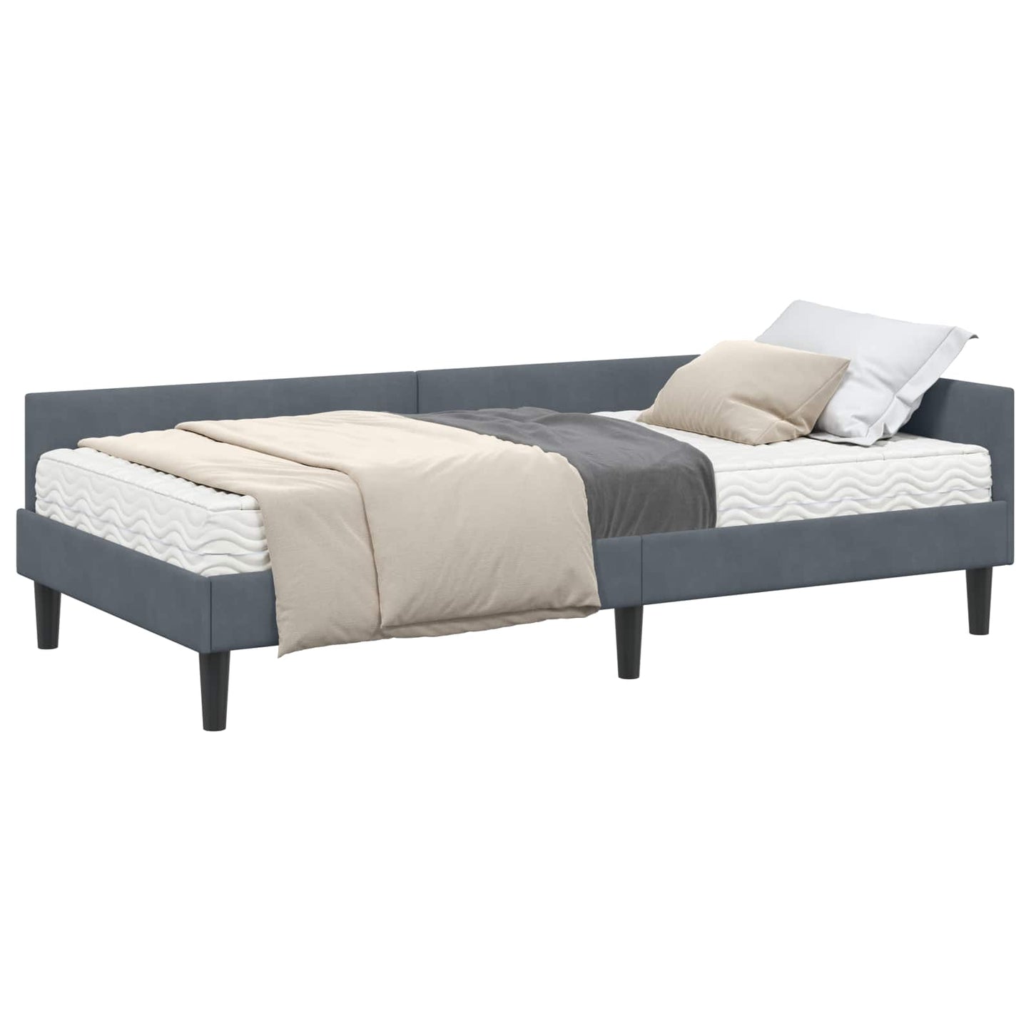 Eckbettgestell mit Matratze Sonstiges 2 pcs Grau Samt