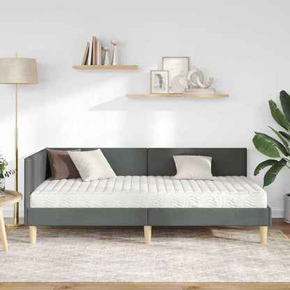 Eckbettgestell mit Matratze 2 stk. Dunkelgrau 90 x 190 cm Stoff