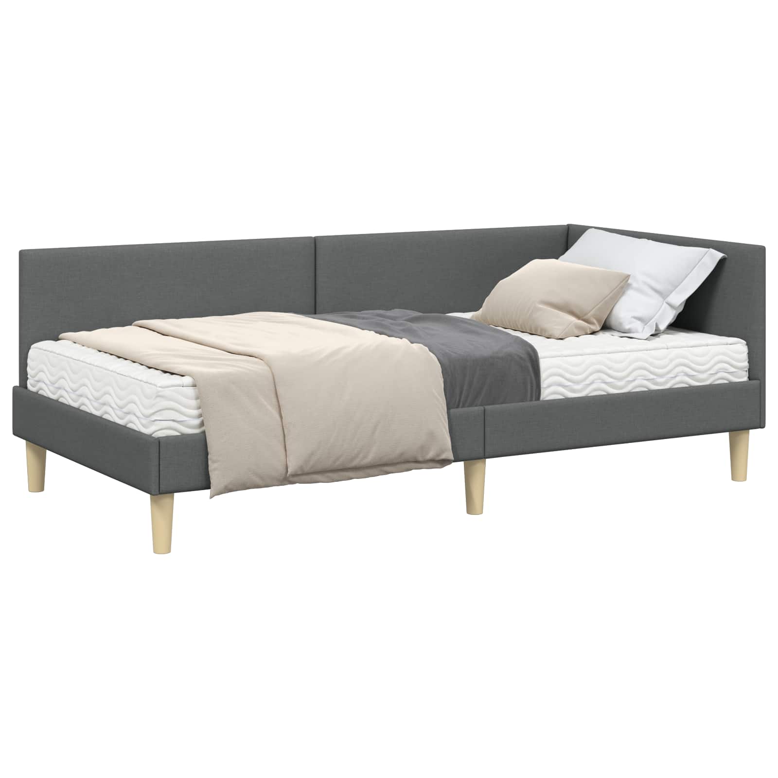 Eckbettgestell mit Matratze Sonstiges 2 pcs Grau Stoff