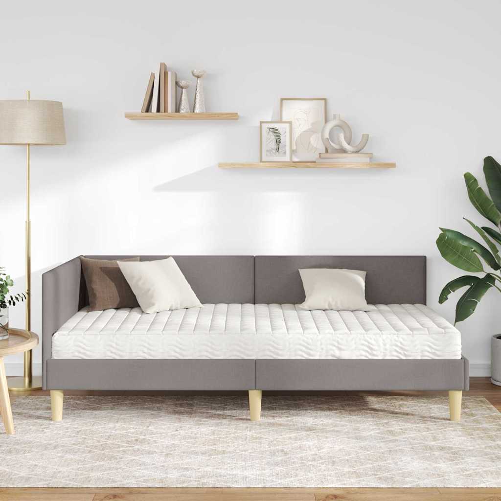 Eckbettgestell mit Matratze 2 stk. Taupe 90 x 200 cm Stoff